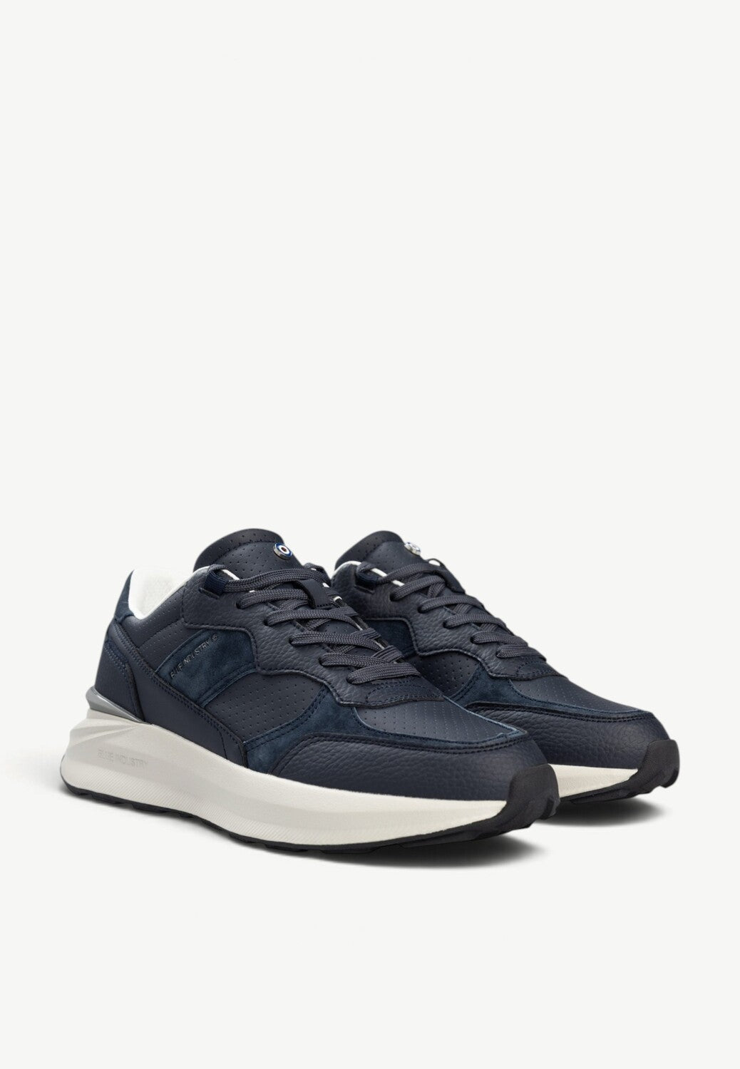 Heren veterschoenen-Blauw leer