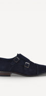 Heren veterschoenen-Blauw suède/nubuck