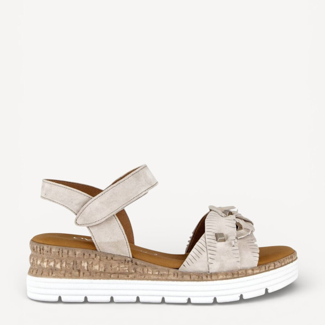 DAMES OPEN SCHOENEN-Beige suède/nubuck